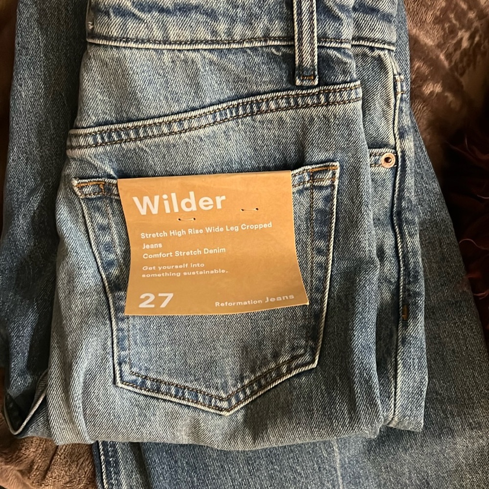 Reformation Wilder Stretch High Rise Wide Leg Cropped Jeans